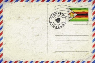 Zimbabwe Masvingo Vintage Air Mail Envelope with Flag and Postmark