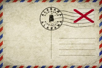 Alabama Birmingham Vintage Air Mail Envelope with Flag and Postmark