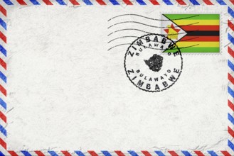 Zimbabwe Bulawayo Vintage Air Mail Envelope with Flag and Postmark