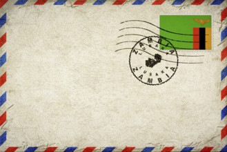 Zambia Lusaka Vintage Air Mail Envelope with Flag and Postmark