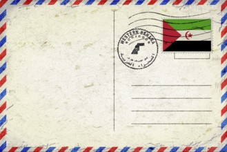 Western Sahara Boujdour Vintage Air Mail Envelope with Flag and Postmark