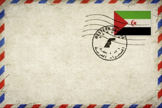Western Sahara Dakhla Vintage Air Mail Envelope with Flag and Postmark