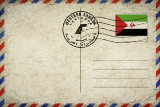 Western Sahara Laayoune Vintage Air Mail Envelope with Flag and Postmark