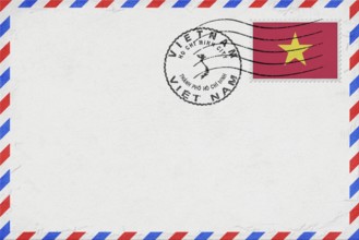 Vietnam Ho Chi Minh City Vintage Air Mail Envelope with Flag and Postmark