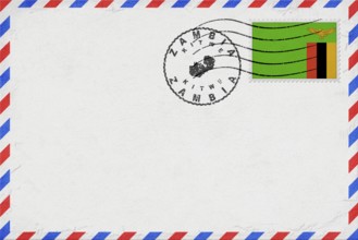 Zambia Kitwe Vintage Air Mail Envelope with Flag and Postmark