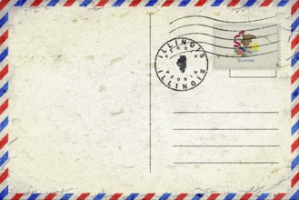 Illinois Peoria Vintage Air Mail Envelope with Flag and Postmark