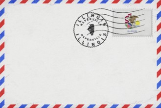 Illinois Naperville Vintage Air Mail Envelope with Flag and Postmark