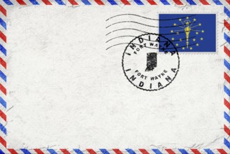 Indiana Fort Wayne Vintage Air Mail Envelope with Flag and Postmark