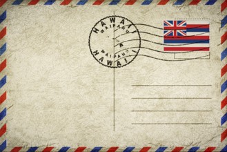 Hawaii Waipahu Vintage Air Mail Envelope with Flag and Postmark