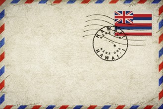 Hawaii Kaneohe Vintage Air Mail Envelope with Flag and Postmark
