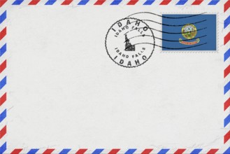 Idaho Idaho Falls Vintage Air Mail Envelope with Flag and Postmark
