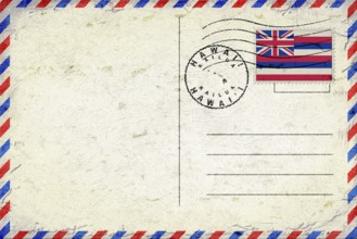 Hawaii Kailua Vintage Air Mail Envelope with Flag and Postmark