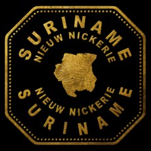 Suriname Nieuw Nickerie Gold Typography Stamp Design