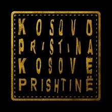 Kosovo Pristina Gold Typography Stamp Design