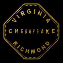 Virginia Chesapeake Gold Typography Stamp Design