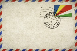 Seychelles Victoria Vintage Air Mail Envelope with Flag and Postmark