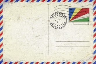 Seychelles Glacis Vintage Air Mail Envelope with Flag and Postmark