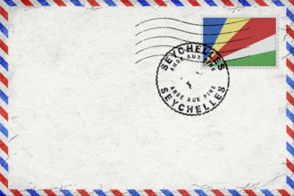 Seychelles Anse Aux Pins Vintage Air Mail Envelope with Flag and Postmark