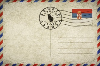 Serbia Subotica Vintage Air Mail Envelope with Flag and Postmark
