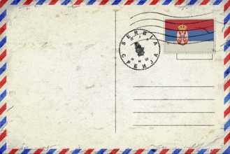 Serbia Nis Vintage Air Mail Envelope with Flag and Postmark
