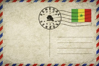 Senegal Thies Vintage Air Mail Envelope with Flag and Postmark
