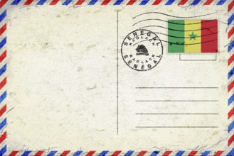 Senegal Kaolack Vintage Air Mail Envelope with Flag and Postmark
