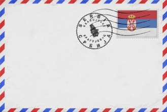 Serbia Kragujevac Vintage Air Mail Envelope with Flag and Postmark