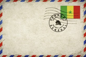 Senegal Saint Louis Vintage Air Mail Envelope with Flag and Postmark