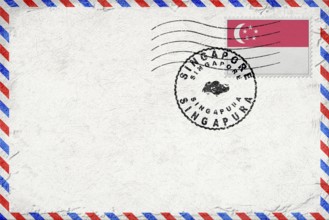 Singapore Singapore Vintage Air Mail Envelope with Flag and Postmark