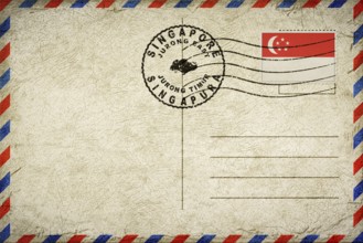 Singapore Jurong East Vintage Air Mail Envelope with Flag and Postmark