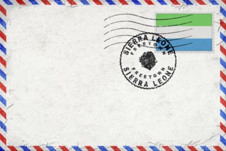 Sierra Leone Freetown Vintage Air Mail Envelope with Flag and Postmark