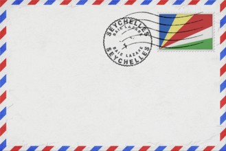 Seychelles Baie Lazare Vintage Air Mail Envelope with Flag and Postmark