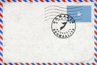 Somalia Bosaso Vintage Air Mail Envelope with Flag and Postmark