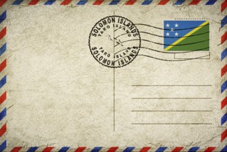 Solomon Islands Taro Island Vintage Air Mail Envelope with Flag and Postmark