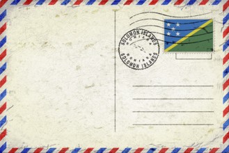 Solomon Islands Honiara Vintage Air Mail Envelope with Flag and Postmark