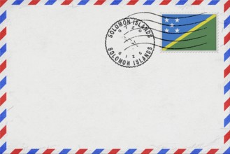 Solomon Islands Gizo Vintage Air Mail Envelope with Flag and Postmark