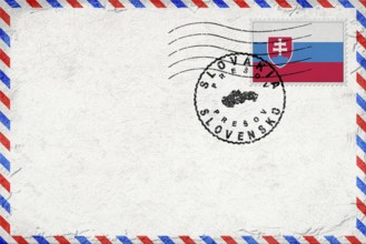 Slovakia Presov Vintage Air Mail Envelope with Flag and Postmark