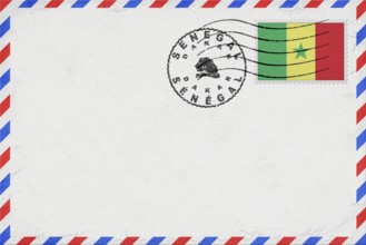 Senegal Dakar Vintage Air Mail Envelope with Flag and Postmark