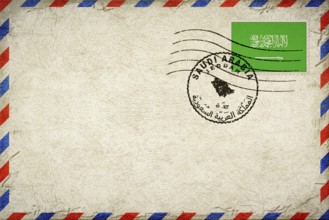 Saudi Arabia Jeddah Vintage Air Mail Envelope with Flag and Postmark
