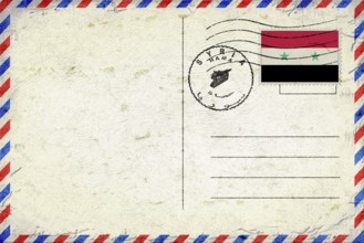 Syria Hama Vintage Air Mail Envelope with Flag and Postmark