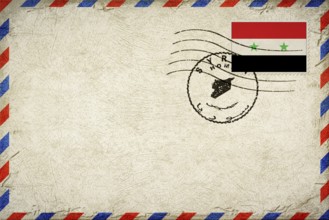 Syria Homs Vintage Air Mail Envelope with Flag and Postmark