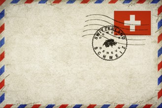 Switzerland Geneva Vintage Air Mail Envelope with Flag and Postmark