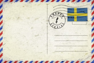 Sweden Gothenburg Vintage Air Mail Envelope with Flag and Postmark