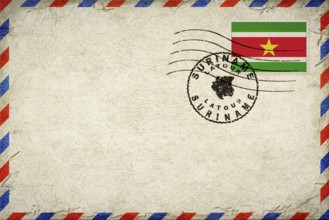 Suriname Latour Vintage Air Mail Envelope with Flag and Postmark