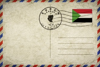 Sudan Kassala Vintage Air Mail Envelope with Flag and Postmark