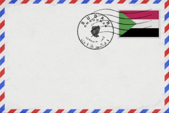 Sudan Omdurman Vintage Air Mail Envelope with Flag and Postmark