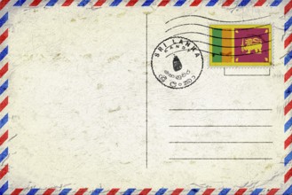 Sri Lanka Kandy Vintage Air Mail Envelope with Flag and Postmark