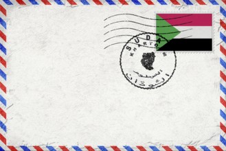 Sudan Khartoum Vintage Air Mail Envelope with Flag and Postmark