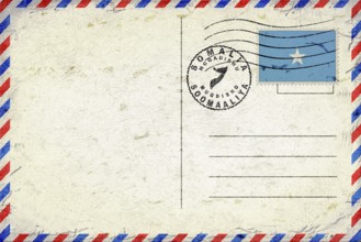 Somalia Mogadishu Vintage Air Mail Envelope with Flag and Postmark