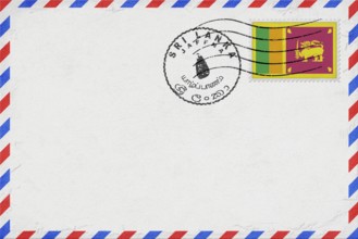 Sri Lanka Jaffna Vintage Air Mail Envelope with Flag and Postmark